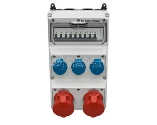 Комбинация розеток AMAXX 3хSCHUKO16А 2хСЕЕ32А5п с защитой IP44 225х390х221мм черн./сер. Mennekes 930015