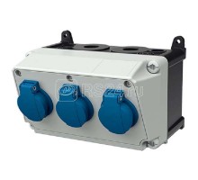 Комбинация розеток AMAXX 3хSCHUKO 16А 230В без защиты IP44 225х130х175мм черн./сер. Mennekes 910005