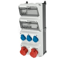 Комбинация розеток AMAXX 3хSCHUKO 16А 2хСЕЕ16А5п с защитой 225х520х209мм черн./сер. IP44 MENNEKES 940002R