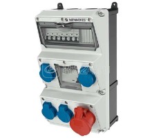 Комбинация розеток AMAXX 4хSCHUKO16А 1хСЕЕ16А5п с защитой IP44 225х390х209мм черн./сер. Mennekes 930019