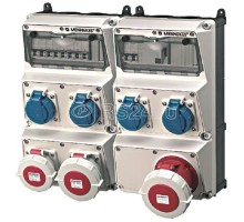 Комбинация розеток AMAXX 4хSCHUKO16А 1хСЕЕ16А 1хСЕЕ32А 1хСЕЕ63А с защитой IP67 450х390х248мм черн./сер. Mennekes 900003