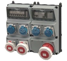 Комбинация розеток AMAXX 4хSCHUKO16А 1хСЕЕ16А 1хСЕЕ32А 1хСЕЕ63А с защитой IP67 450х390х248мм черн./сер. Mennekes 900004