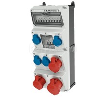 Комбинация розеток AMAXX 4хSCHUKO16А 2хСЕЕ16А6ч5п 1хСЕЕ32А5п с защитой 225х520х221мм IP44 черн./сер. MENNEKES 940012R