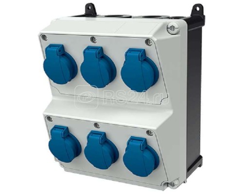 Комбинация розеток AMAXX 6хSCHUKO16А без защиты IP44 225х260х175мм черн./сер. Mennekes 920028
