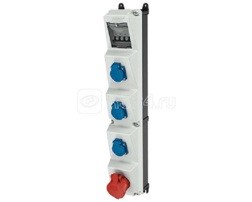 Комбинация розеток AMAXX-S 3хSCHUKO16А 1хСЕЕ16А5п с защитой IP44 112.5х650х172мм черн./сер. Mennekes 960004