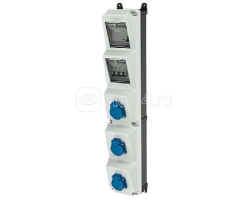 Комбинация розеток AMAXX-S 3хSCHUKO16А с защитой IP44 112.5х650х140мм черн./сер. Mennekes 960001