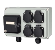 Комбинация розеток (сетевой пост) 4хSCHUKO16А230В и 2хRJ45 IP44 160х245мм 2 кабельных ввода М25 сер. Mennekes 25715