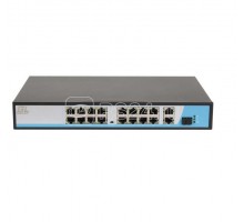 Коммутатор неуправляемый 16PoE(802.3af) порта 10/100Мбит/с до 250м cat6 2х1000Mбит/с+1хSFP 300Вт GIGALINK GL-SW-F005-16P