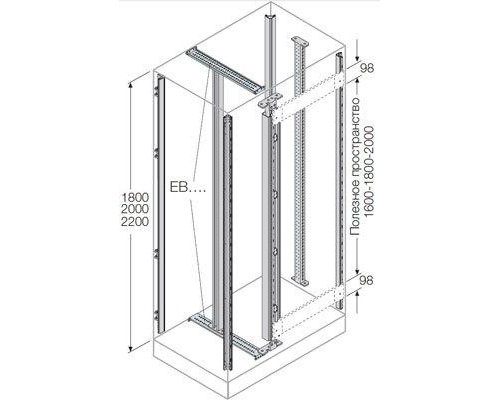 Комплект стойки каркаса для ячеек каб. секции H=1800м (уп.7шт) ABB EM1803