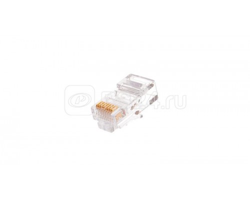 Коннектор RJ45/8P8C под витую пару кат.5e (Класс D) 100МГц покрытие 50мкд под мж кабель неэкранир. круглый ввод (уп.100шт) NIKOMAX NMC-RJ88RE50UD1-100