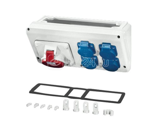 Консоль угловой с разъмами СЕЕ 1х16А5п6ч400В и Schuko 4х16А 300х150х170 PC IP44 Mi CB 16 сер. HENSEL 20001088