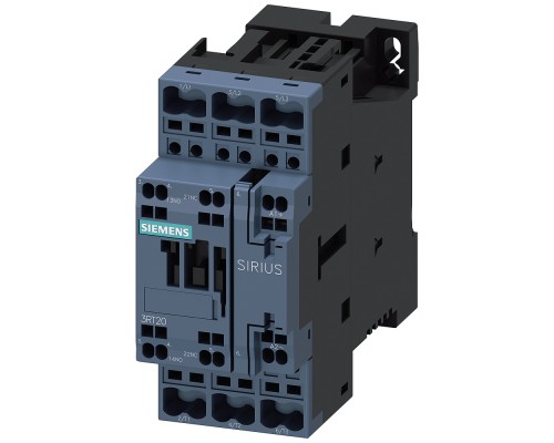 Контактор 3п AC-3 18.5кВт 400Вбло блок-контакты 1НО+1НЗ ном. напрям. упр. 24В DC типоразмер S0 пруж.клеммы Siemens 3RT20282BB40