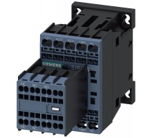 Контактор AC-3 3п 5.5кВт/400В 2NO+2NC AC 230В 50/60Гц типоразмер S00 пруж. клеммы схемн. переключатель AUX Siemens 3RT20172AP04