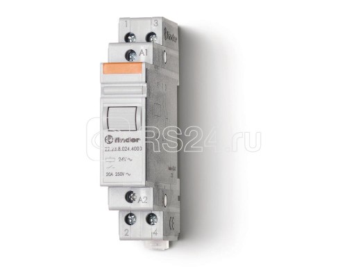 Контактор модульный 1NO + 1NC 20А AgSnO2 12В DC 17.5мм IP20 FINDER 222390124000
