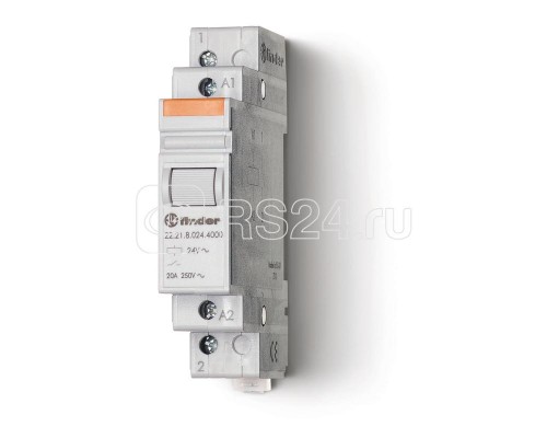 Контактор модульный 1NO 20А AgSnO2 24В AC 17.5мм IP20 FINDER 222180244000