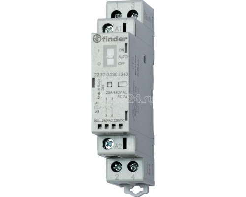 Контактор модульный 2NC 25А AgSnO2 230В AC/DC 17.5мм IP20 мех. индикатор + LED FINDER 223202304420