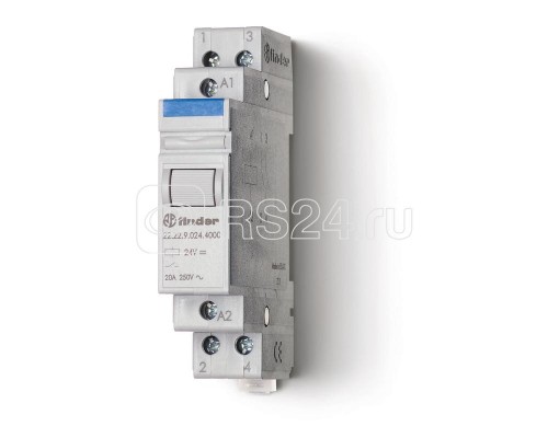Контактор модульный 2NO 20А AgSnO2 12В DC 17.5мм IP20 FINDER 222290124000