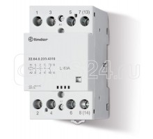 Контактор модульный 2NO + 2NC 63А AgSnO2 24В АС/DC 53.5мм IP20 опции: мех. индикатор FINDER 226400244610