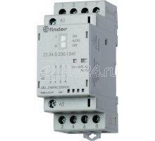 Контактор модульный 4NO 25А AgSnO2 24В AC/DC 35мм IP20 опции: переключатель Авто-Вкл-Выкл + мех. индикатор + LED FINDER 223400244340PAS