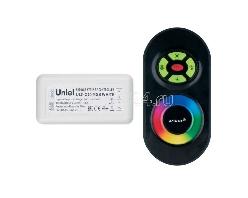 Контроллер для управления многоцв. светодиод. источниками света 12/24В с пультом ДУ 2.4ГГц ULC-G10-RGB BLACK UNIEL 11105