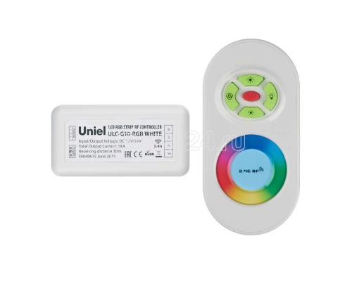 Контроллер для управления многоцв. светодиод. источниками света 12/24В с пультом ДУ 2.4ГГц ULC-G10-RGB WHITE UNIEL 11104