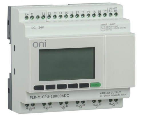 Контроллер программируемый логистический (микро ПЛК) PLR-M. CPU DI12/DO06(R) 24В DC ONI PLR-M-CPU-18R00ADC