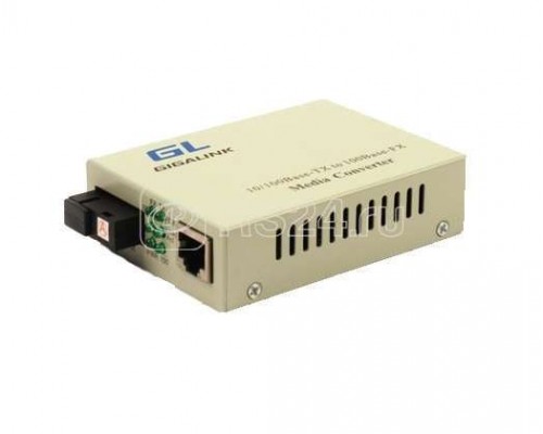 Конвертер UTP 100Мбит/с WDM LFP SM SC Tx:1310/Rx:1550 18дБ до 20км GIGALINK GL-MC-UTPF-SC1F-18SM-1310