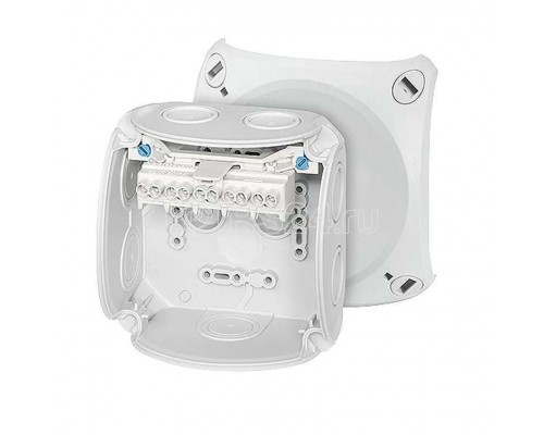 Коробка 104х104х70 7+1мемб. вводов 5-пол.кл. 1.5-6кв.мм PP IP66 DK 0404 G сер. HENSEL 62000004