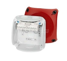 Коробка 104х104х70 7+1мемб. вводов 5-пол.кл. 1.5-6кв.мм PP IP66 DK 0404 R сер./красн. HENSEL 62000039