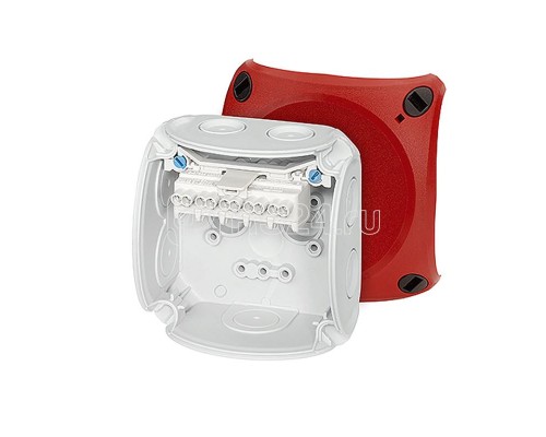 Коробка DK 0202 R 93х93х62 7+1 мемб. вводов 5-пол.кл. 0.75-4кв.мм сер./красн. PP IP66 HENSEL 62000036