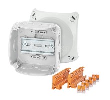 Коробка DK 0404 W 104х104х70мм 7+1 мембр. 5-пол.кл.Wago 221-500 3х0.14-4 (f/sol) сер. PP IP66 HENSEL 62000232
