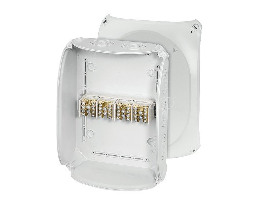 Коробка DK 3534 S 295х225х122 4-пол.кл. 6-35 кв.мм PC IP66 без каб. вводов сер. HENSEL 62000169
