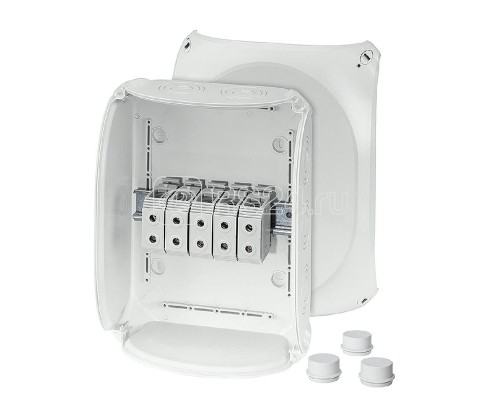 Коробка DK 3535 G 255х205х112 10хМ25 М40 М50 5-пол.кл. 16-50кв.мм PC IP55/IP66 c 3хESM40 сер. HENSEL 62000018