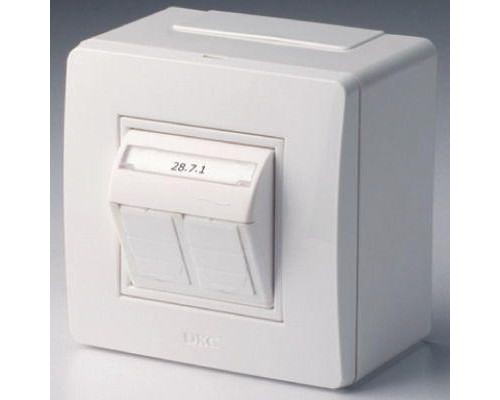 Коробка PDD-N60 в сборе с 2 розетками BRAVA RJ45 кат.5е (телефон/компьютер) бел. DKC 10656