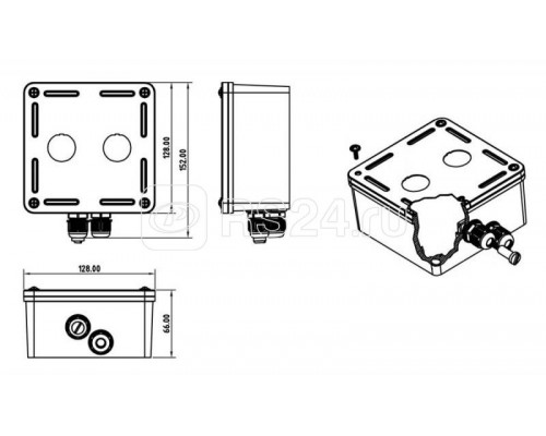 Коробка SBB-IE-2-SL для настен. монтажа для 2-х промышленных модулей IP67 нерж. сталь Hyperline 46828