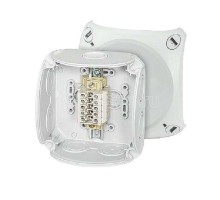 Коробка ответвительная 104х104х70мм с рядн. клеммами пломбируемая RK 0405 T для внутр. или защищ. установки; 7 мембран. вводов (9-17мм); 1 мембр. вв HENSEL 62000174