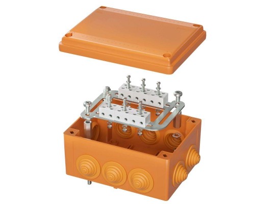 Коробка пластиковая FS с кабельными вводами и клеммниками IP55 240х190х90мм 8р 450V 20А 10кв.мм нерж. контакт DKC FSK41810