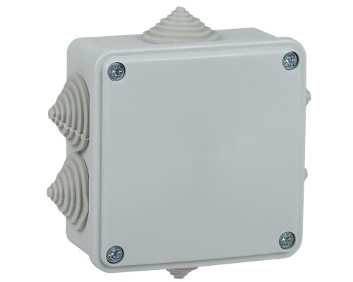 Коробка распаячная ОП КМ 100х100х45 IP44 6 вводов (RAL7035) ИЭК UKO11-100-100-045-K41-44