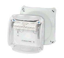 Коробка распределительная 130х130х77мм PP IP66 DK 0606 G клеммы 2.5-10кв.мм 7+1 мемб. вводов 5п сер. HENSEL 62000007