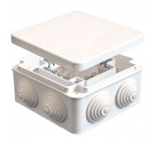 Коробка распределительная ОП 105х105х56мм IP54 с клемм. 7 выходов 4 гермоввода 16А 24 контакта крышка защелкивающаяся бел. Epplast 100027