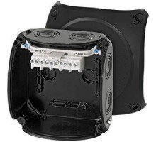 Коробка распределительная ОП 130х130х77мм IP66/67 с клемм. KF 0604 B черн. HENSEL 62000054