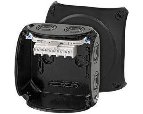Коробка распределительная ОП 130х130х77мм IP66/67 с клемм. KF 0604 B черн. HENSEL 62000054