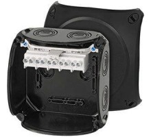 Коробка распределительная ОП 130х130х77мм IP66/67 с клемм. KF 0606 B черн. HENSEL 62000056