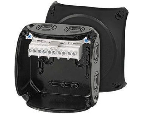 Коробка распределительная ОП 130х130х77мм IP66/67 с клемм. KF 0606 B черн. HENSEL 62000056