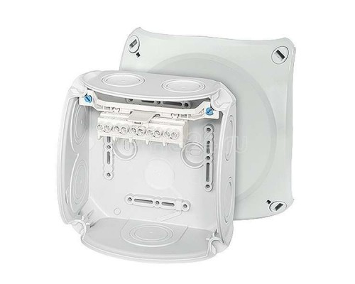 Коробка распределительная ОП 130х130х77мм PP IP66 DK 0604 G клеммы 1.5-6кв.мм 7+1 мемб. ввод. 5п сер. HENSEL 62000006