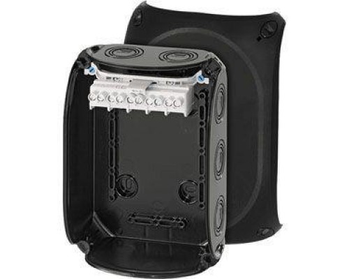 Коробка распределительная ОП 130х180х77мм IP66/67 с клемм. KF 1006 B черн. HENSEL 62000060