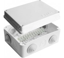 Коробка распределительная ОП 150х110х70мм IP54 с клемм. 10 выходов 6 гермовводов 10А 12 контактов крышка на винтах бел. Epplast 210303