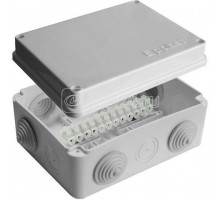 Коробка распределительная ОП 150х110х70мм IP54 с клемм. 10 выходов 6 гермовводов 10А 12 контактов крышка на винтах сер. Epplast 210304