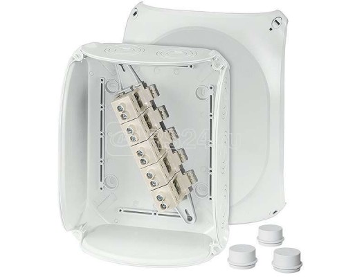Коробка распределительная ОП 255х205х112мм PP IP55/IP66 с 3хESM40 DK 2525 G 10хМ25 М40.М50. 5п кл. 6-35кв.мм IP55 PP /IP66 с 3хESM40 сер. HENSEL 62000016