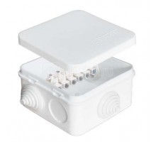 Коробка распределительная ОП 75х75х45мм IP54 с клемм. 7 выходов 3 гермоввода 10А 6 контактов крышка защелкивающаяся бел. Epplast 220323